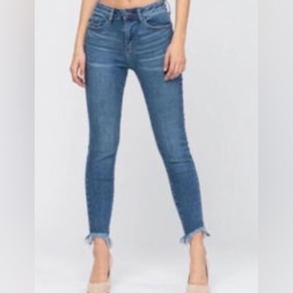 Judy Blue Sharkbite Raw Hem Skinny Fit Jeans, Size 22W, Denim